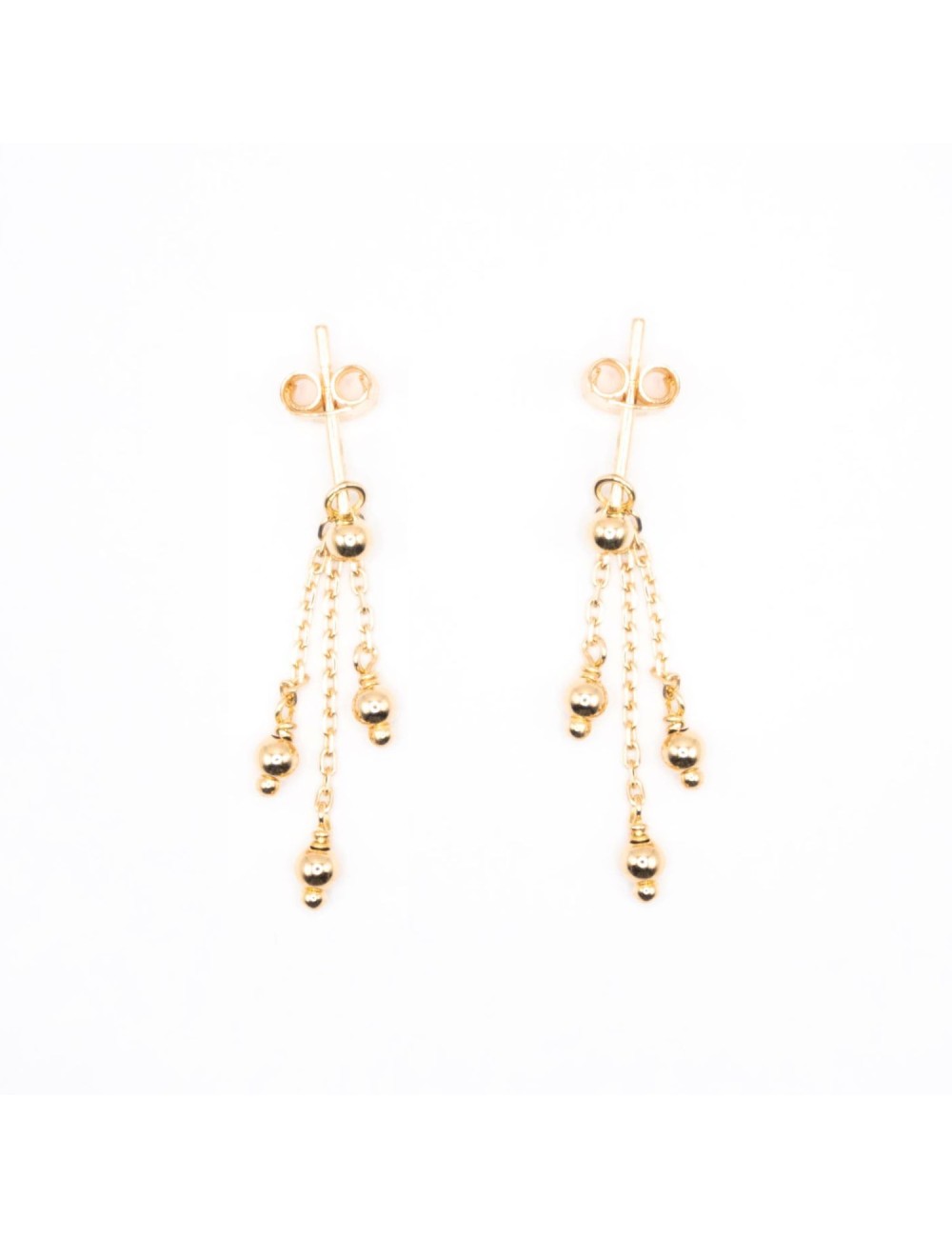 Boucles d'oreilles trio de boules d'Or dégradées - Or jaune 750 millièmes (18 carats)