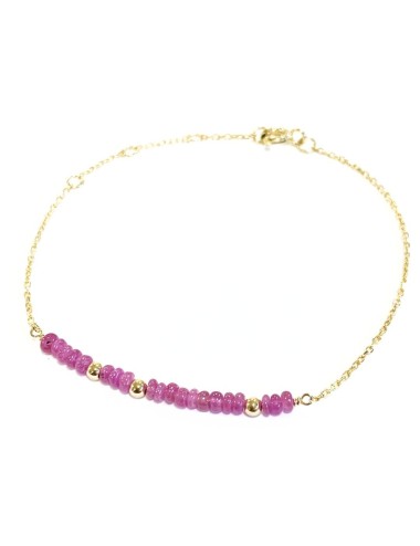 Bracelet en Or jaune 18 carats orné de 16 rubis et de 3 boules en Or