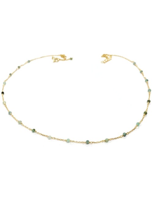 Collier en Or Jaune 18 carats orné d'émeraudes