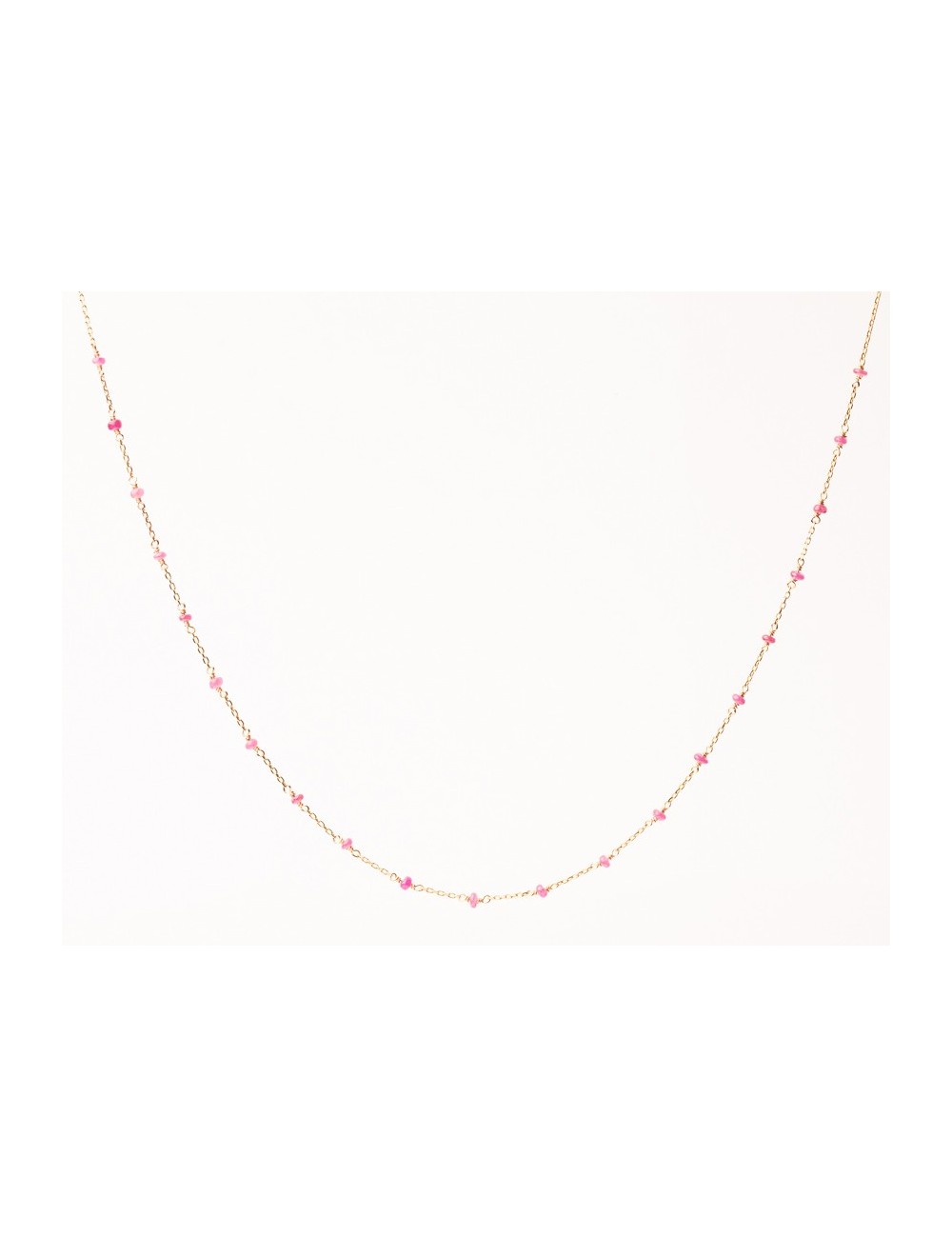 Collier en Or Rose 18 carats orné de 16 rubis