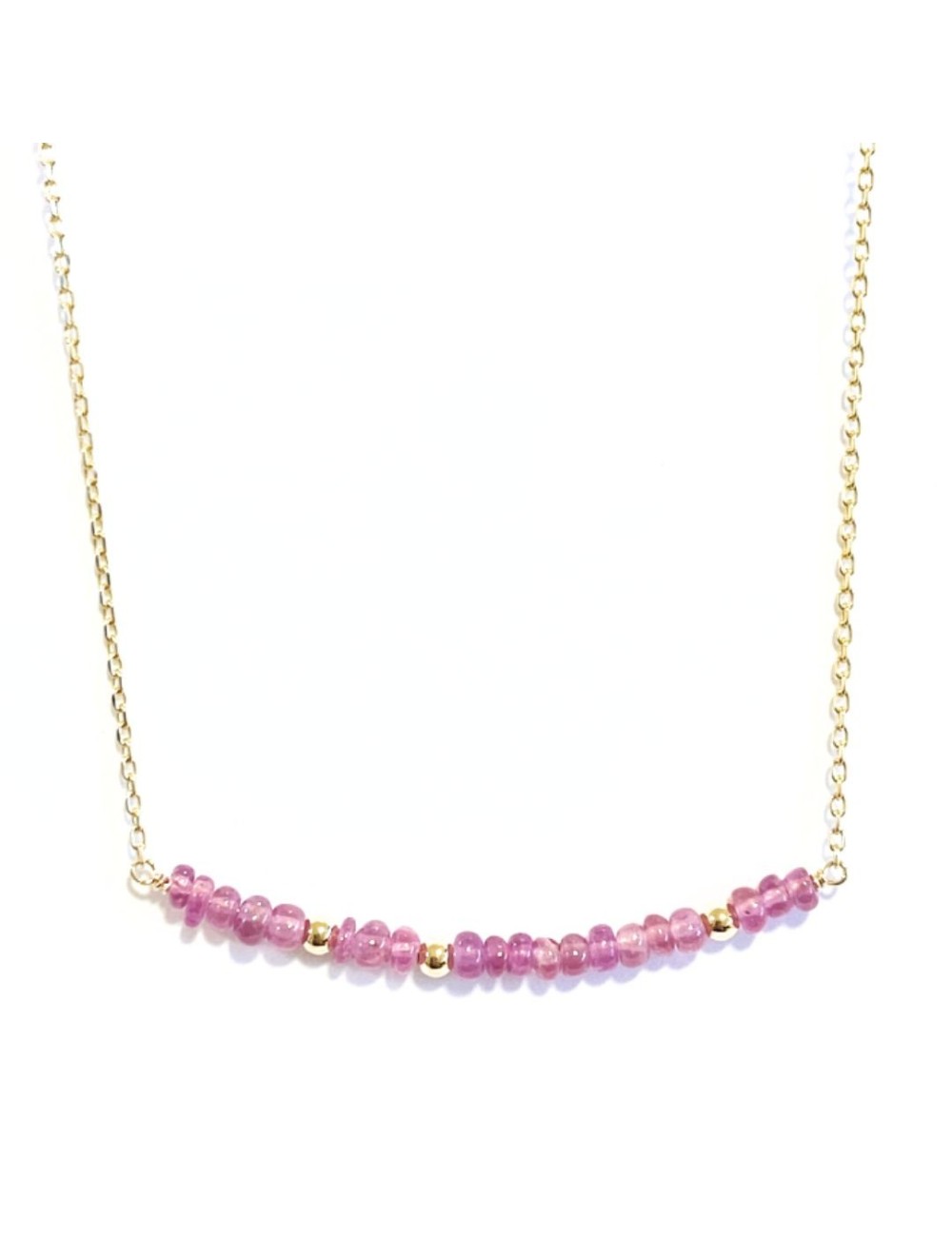 Collier en Or Jaune ou en Or Rose 18 carats orné de rubis et de boules d'Or