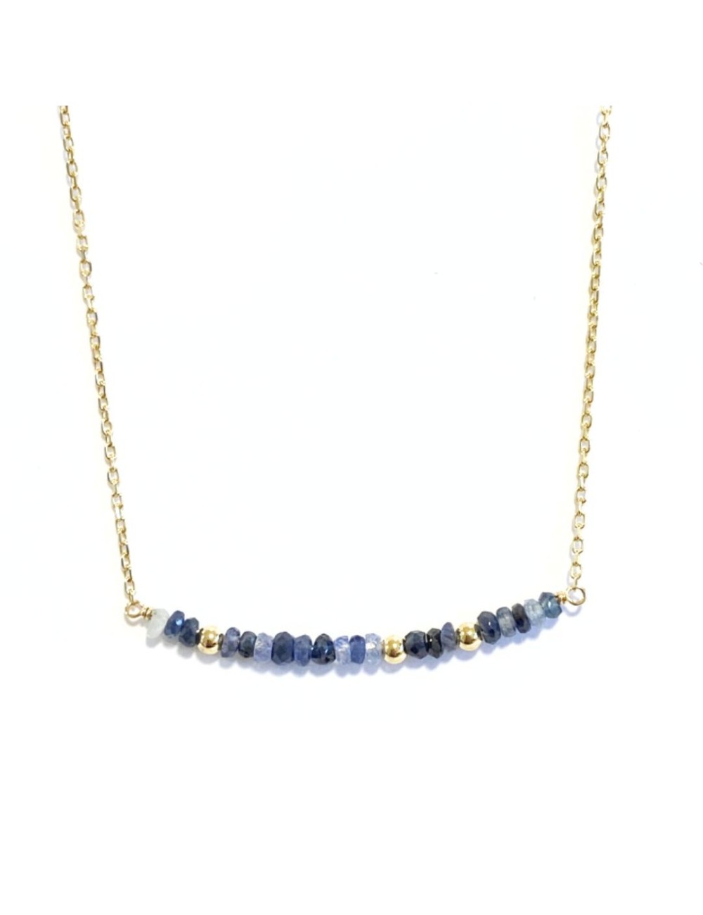 Collier en Or Jaune 18 carats orné de 20 saphirs et de 3 boules d'Or