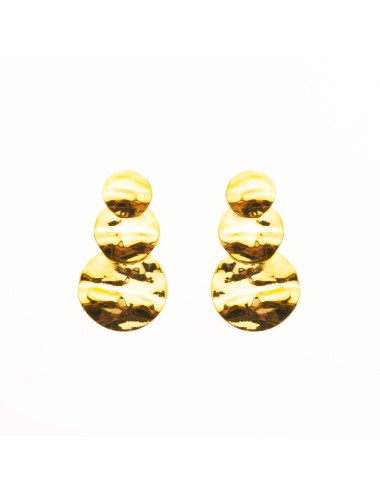 Boucles d’oreilles trio dégradé de ronds froissés - Or Jaune ou Or Blanc 375 millièmes (9 Carats)