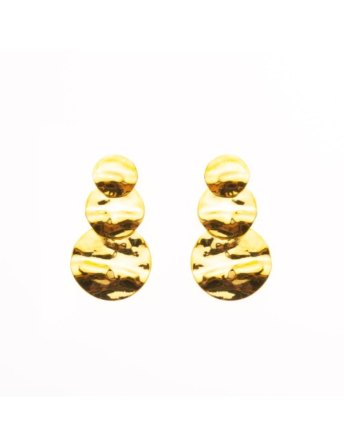 Boucles d’oreilles trio dégradé de ronds froissés - Or Jaune ou Or Blanc 375 millièmes (9 Carats)