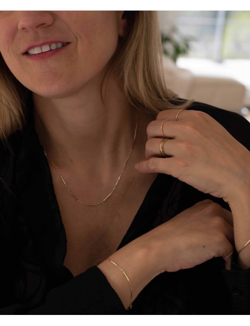 Bague trilogie grunge - Or jaune et blanc 375 millièmes et Or rose 750 millièmes