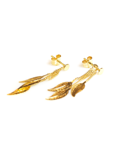 Trio de plumes dorées - Or Jaune 750 millièmes (18 Carats)