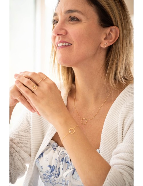 Boucles d'oreilles cercle de lumière et son diamant de laboratoire - Or Jaune ou Or Blanc 375 millièmes (9 Carats)