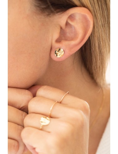 Boucles d'oreilles grand rond froissé de lumière - Or Jaune ou Or Blanc 375 millièmes (9 Carats)