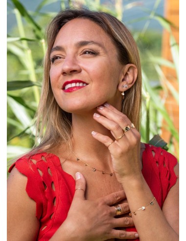 Bracelet petites breloques rondes au charme froissé - Or Jaune ou Or Blanc 375 millièmes (9 Carats)