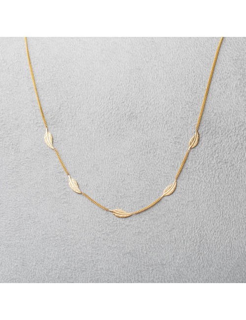 Collier 5 plumes d'Or – Or Jaune, Blanc ou Bicolore 375 millièmes (9 Carats)
