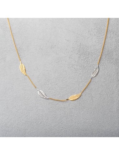 Collier grandes plumes - Or Jaune, Blanc ou Bicolore 375 millièmes (9 Carats)