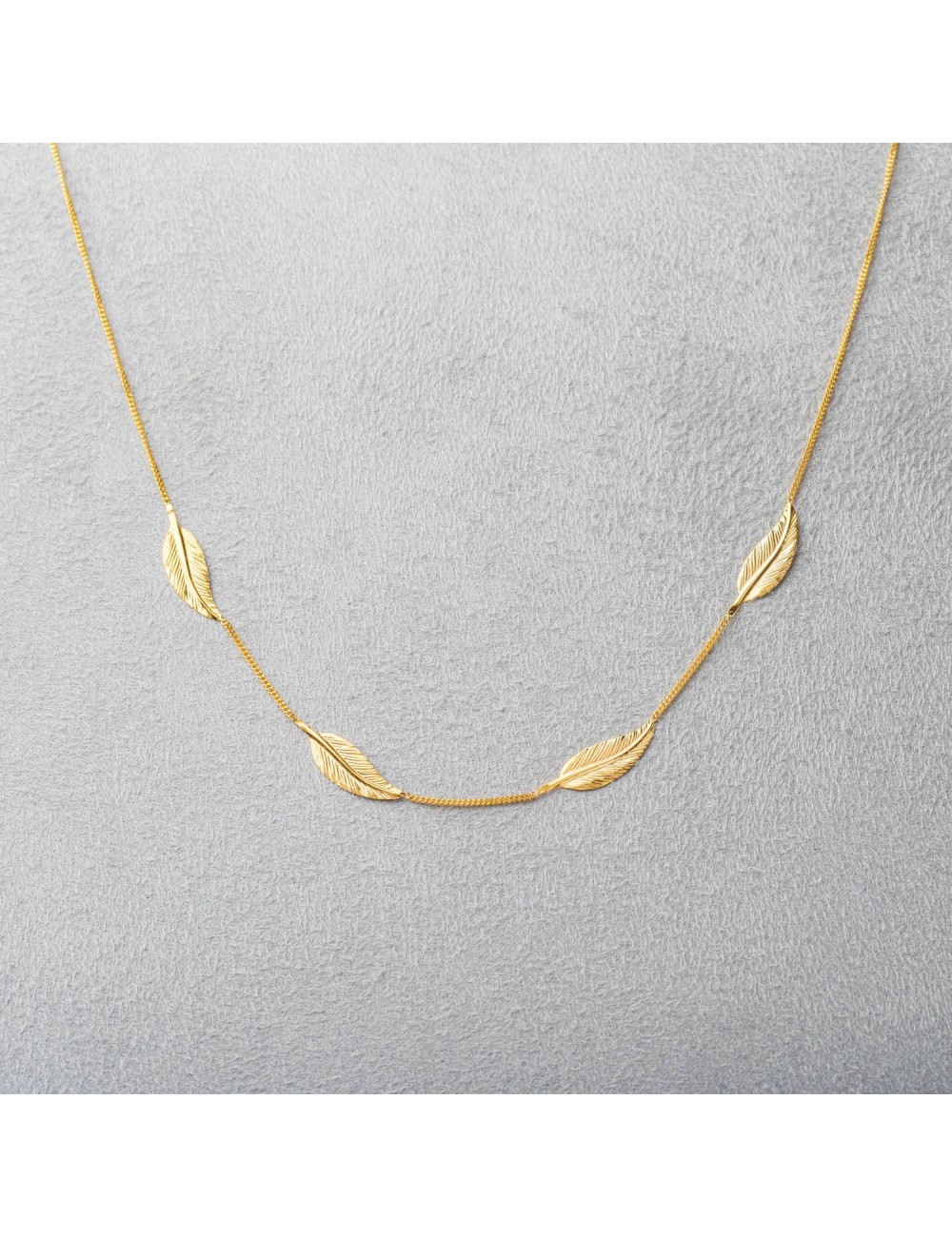 Collier grandes plumes - Or Jaune, Blanc ou Bicolore 375 millièmes (9 Carats)