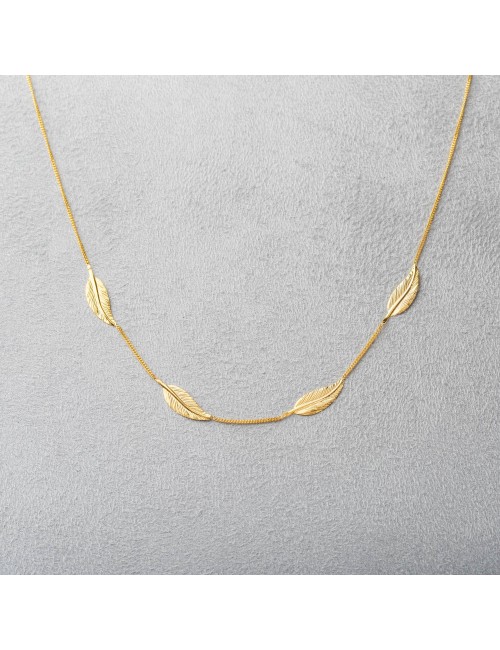 Collier grandes plumes - Or Jaune, Blanc ou Bicolore 375 millièmes (9 Carats)