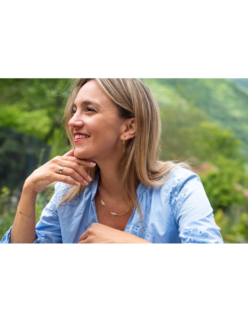 Collier grandes plumes - Or Jaune, Blanc ou Bicolore 375 millièmes (9 Carats)