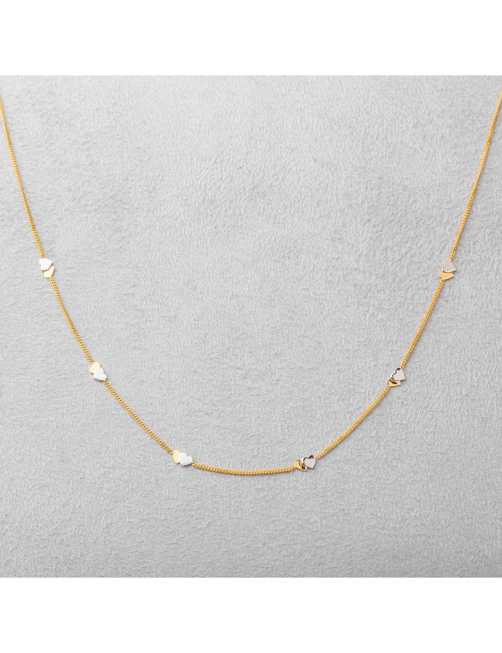 Collier duo de cœurs - Or Bicolore 375 millièmes (9 carats)