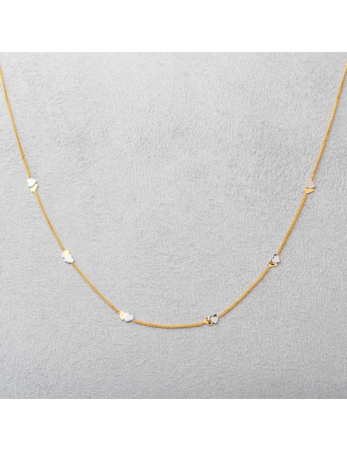 Collier duo de cœurs - Or Bicolore 375 millièmes (9 carats)
