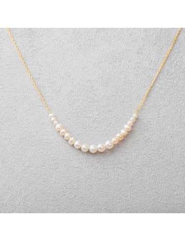 Collier sillage de perles glissées - Or Jaune ou Or Blanc 375 millièmes (9 Carats)