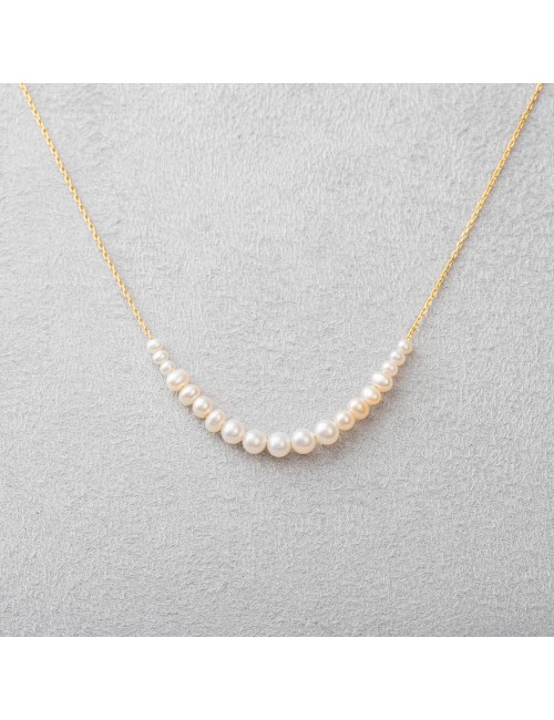 Collier sillage de perles glissées - Or Jaune ou Or Blanc 375 millièmes (9 Carats)