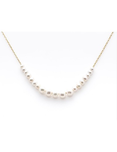 Collier sillage de perles glissées - Or Jaune ou Or Blanc 375 millièmes (9 Carats)