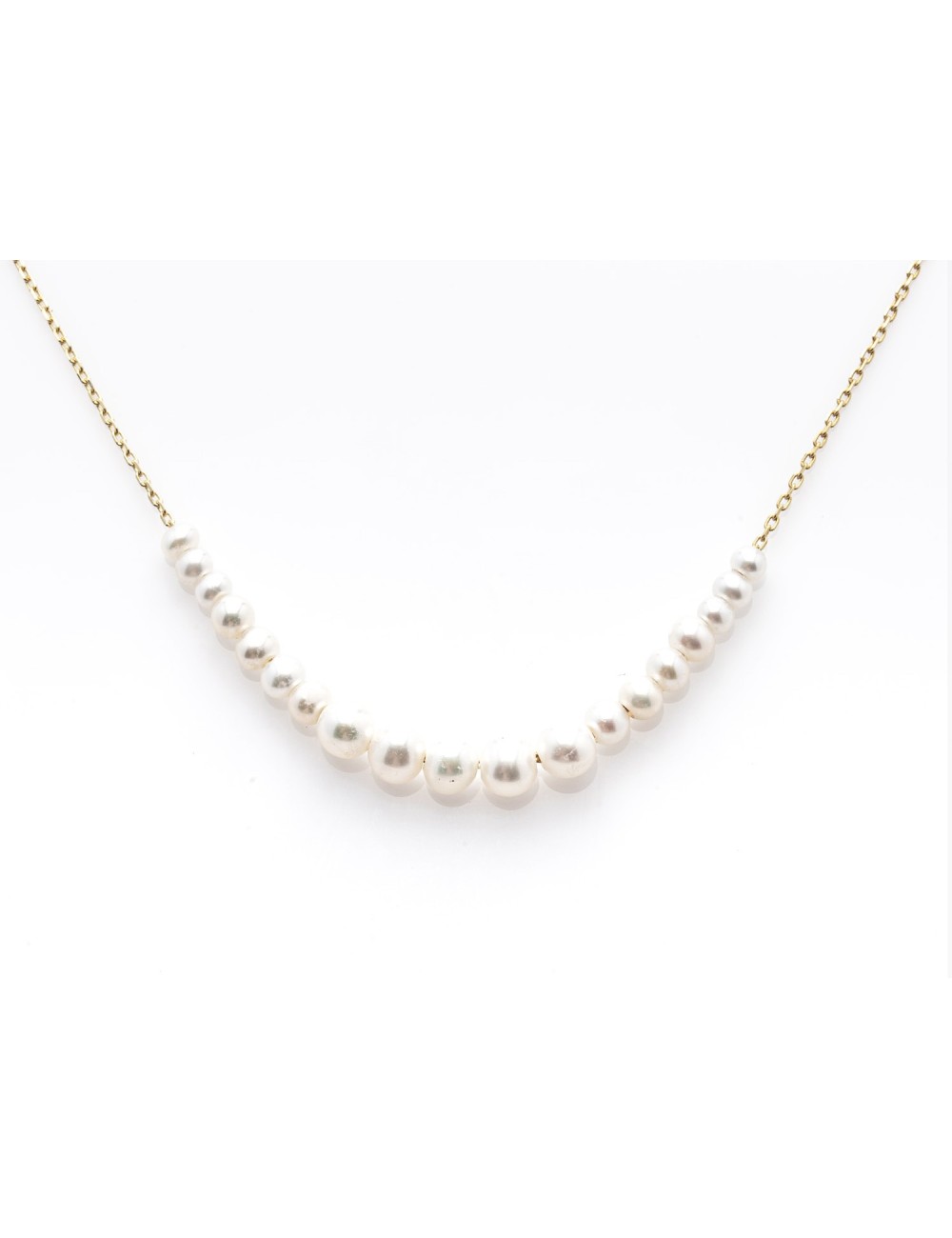 Collier sillage de perles glissées - Or Jaune ou Or Blanc 375 millièmes (9 Carats)
