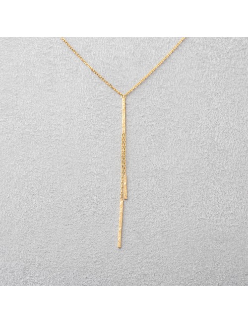 Collier Y texturé grunge - Or Jaune ou Or Blanc 375 millièmes (9 Carats)