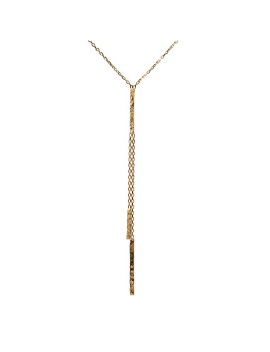 Collier Y texturé grunge - Or Jaune ou Or Blanc 375 millièmes (9 Carats)