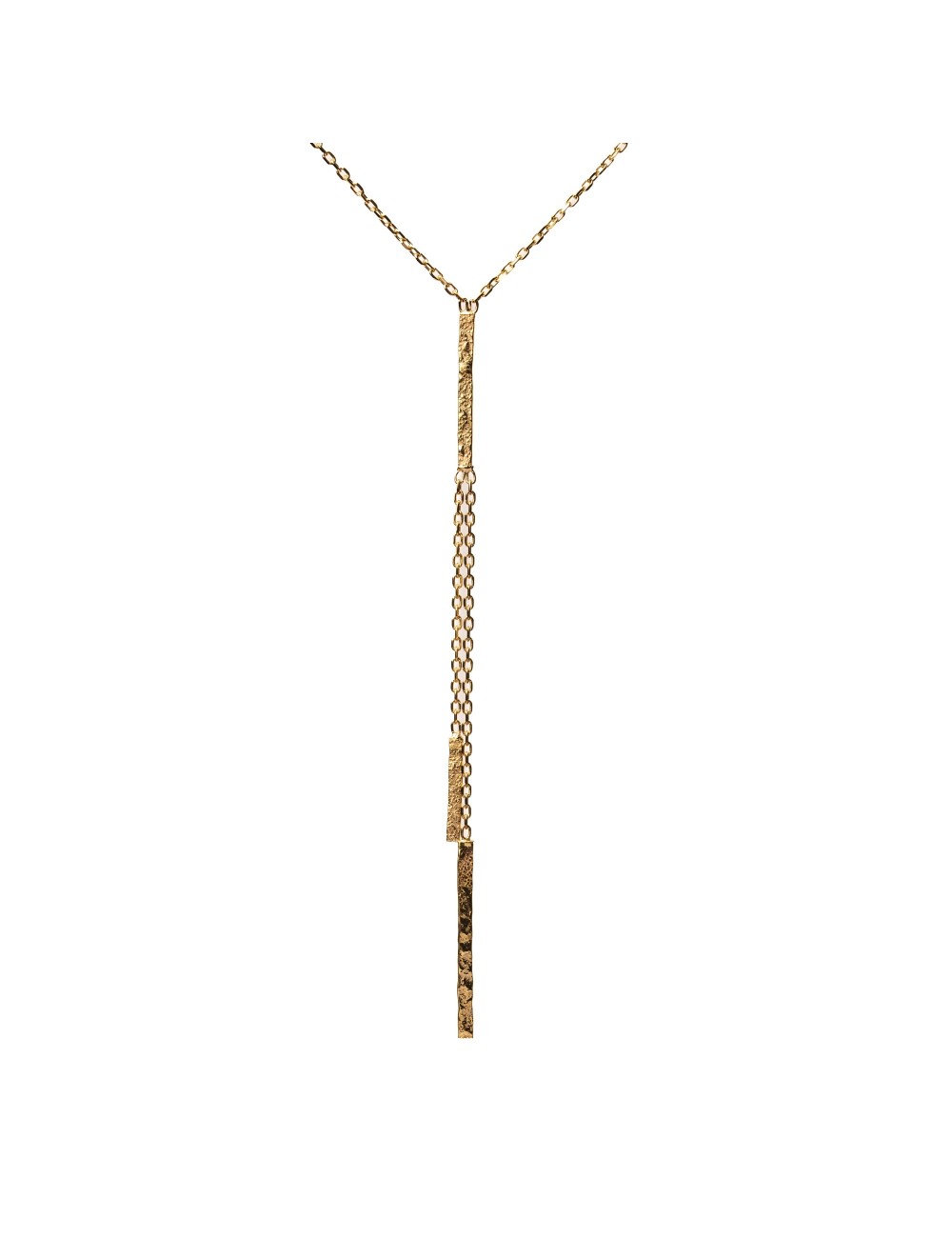 Collier Y texturé grunge - Or Jaune ou Or Blanc 375 millièmes (9 Carats)