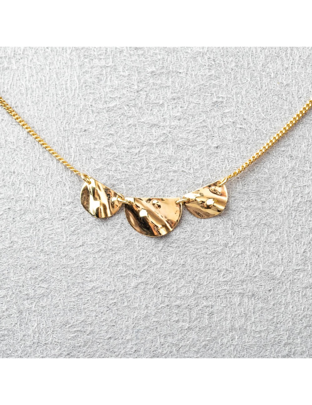 Collier trio de reflets froissés - Or Jaune ou Or Blanc 375 millièmes (9 Carats)