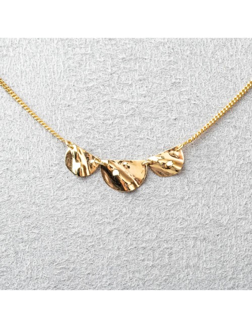 Collier trio de reflets froissés - Or Jaune ou Or Blanc 375 millièmes (9 Carats)