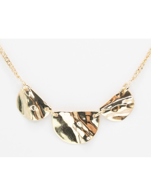 Collier trio de reflets froissés - Or Jaune ou Or Blanc 375 millièmes (9 Carats)