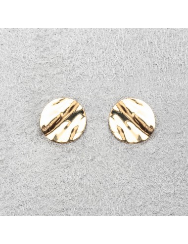 Boucles d'oreilles grand rond froissé de lumière - Or Jaune ou Or Blanc 375 millièmes (9 Carats)