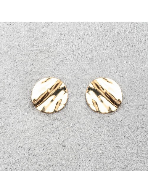 Boucles d'oreilles grand rond froissé de lumière - Or Jaune ou Or Blanc 375 millièmes (9 Carats)