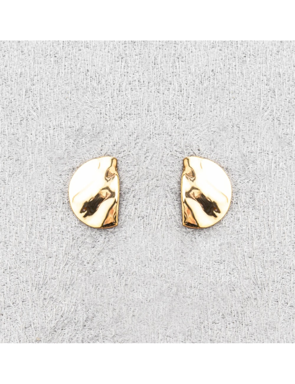 Boucles d'oreilles petits éclats demi-ronds froissés - Or Jaune ou Or Blanc 375 millièmes (9 Carats)