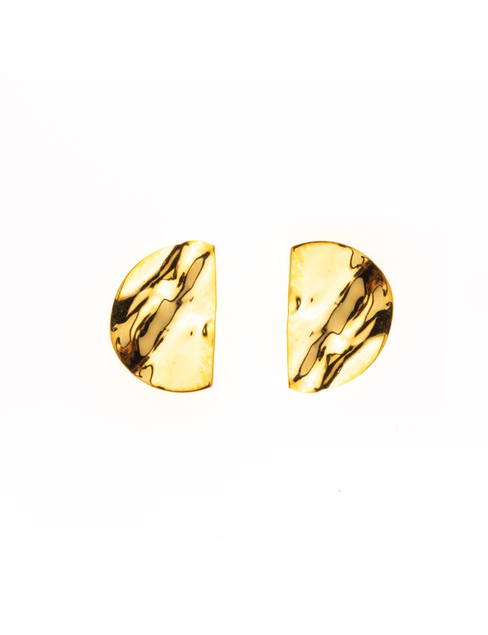 Boucles d'oreilles moyen éclats demi-ronds froissés - Or Jaune ou Or Blanc 375 millièmes (9 Carats)