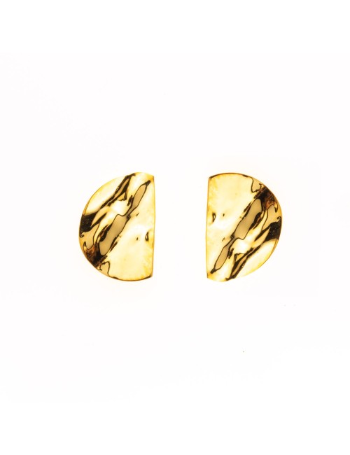 Boucles d'oreilles moyen éclats demi-ronds froissés - Or Jaune ou Or Blanc 375 millièmes (9 Carats)