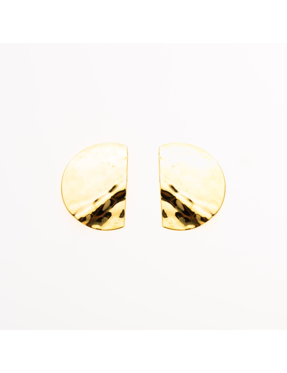 Boucles d'oreilles grand éclats demi-ronds froissés - Or Jaune ou Or Blanc 375 millièmes (9 Carats)
