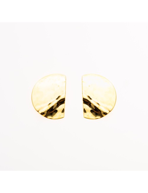 Boucles d'oreilles grand éclats demi-ronds froissés - Or Jaune ou Or Blanc 375 millièmes (9 Carats)