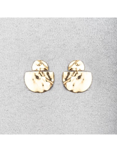 Boucles d'oreilles éclats froissés en demi-rond - Or Jaune ou Or Blanc 375 millièmes (9 Carats)