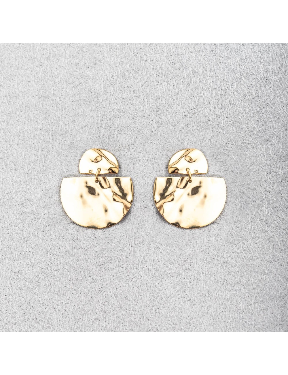 Boucles d'oreilles éclats froissés en demi-rond - Or Jaune ou Or Blanc 375 millièmes (9 Carats)