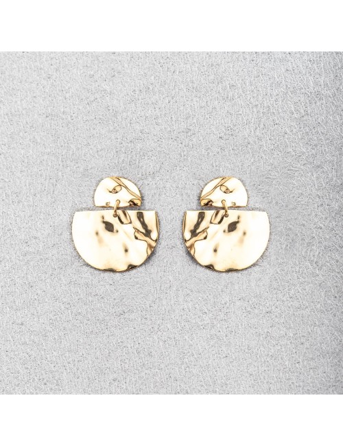 Boucles d'oreilles éclats froissés en demi-rond - Or Jaune ou Or Blanc 375 millièmes (9 Carats)