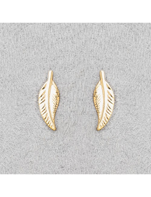 Boucles d'oreilles petites plumes fine dorée - Or Jaune ou Or Blanc 375 millièmes (9 Carats)