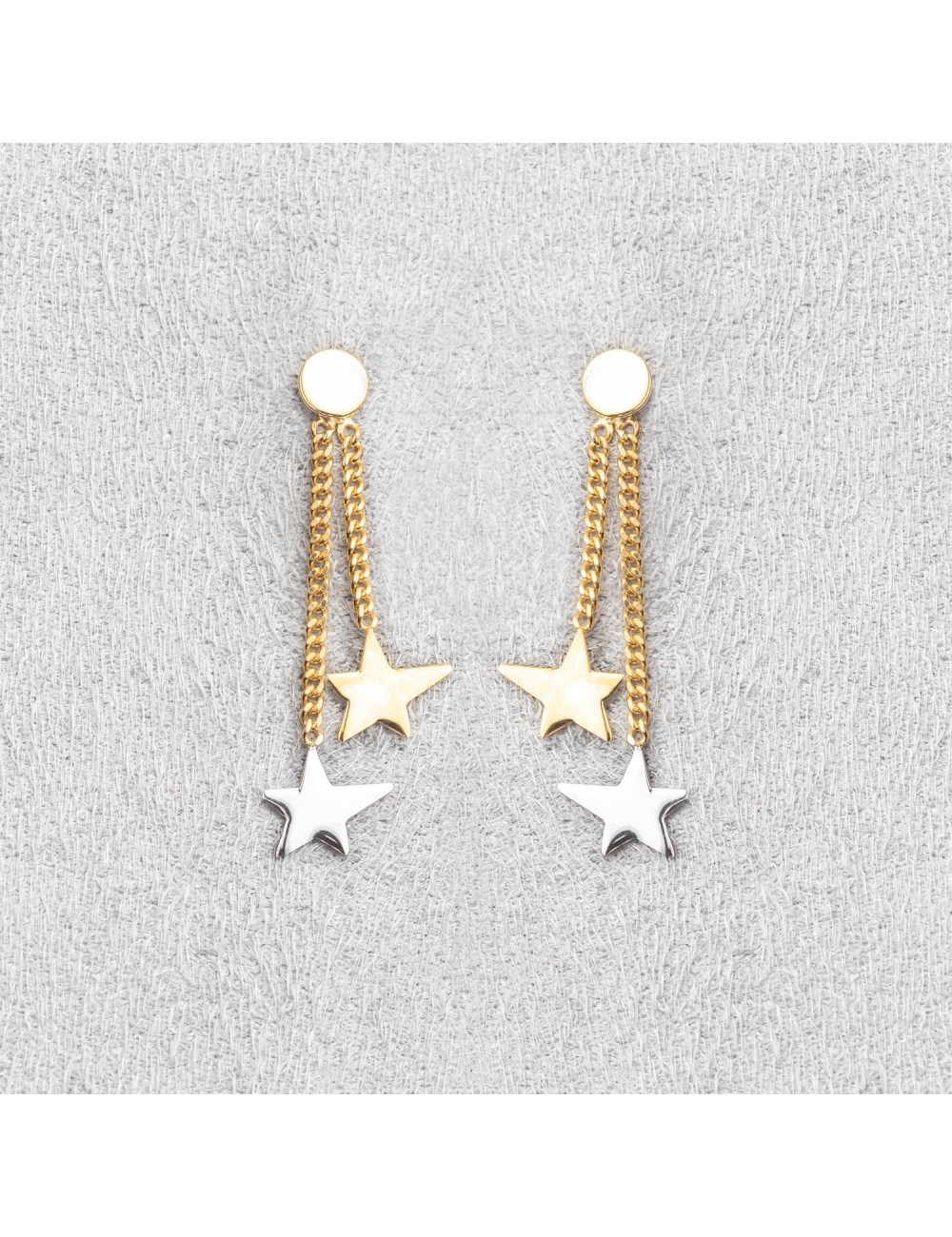 Boucles d'oreilles duo de constellation asymétriques - Or Jaune, Blanc ou Bicolore 375 millièmes (9 Carats)