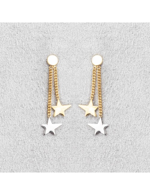Boucles d'oreilles duo de constellation asymétriques - Or Jaune, Blanc ou Bicolore 375 millièmes (9 Carats)