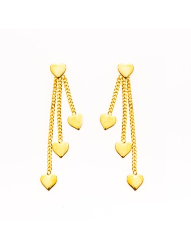 Boucles d'oreilles cascade de cœurs d'Or - Or Jaune ou Or Blanc 375 millièmes (9 Carats)