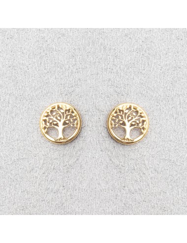 Boucles d'oreilles arbre de vie doré - Or Jaune ou Or Blanc 375 millièmes (9 Carats)