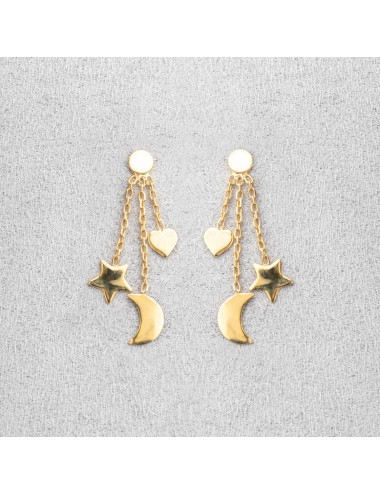 Boucles d'oreilles trio d'Or suspendus - Or Jaune ou Or Blanc 375 millièmes (9 Carats)