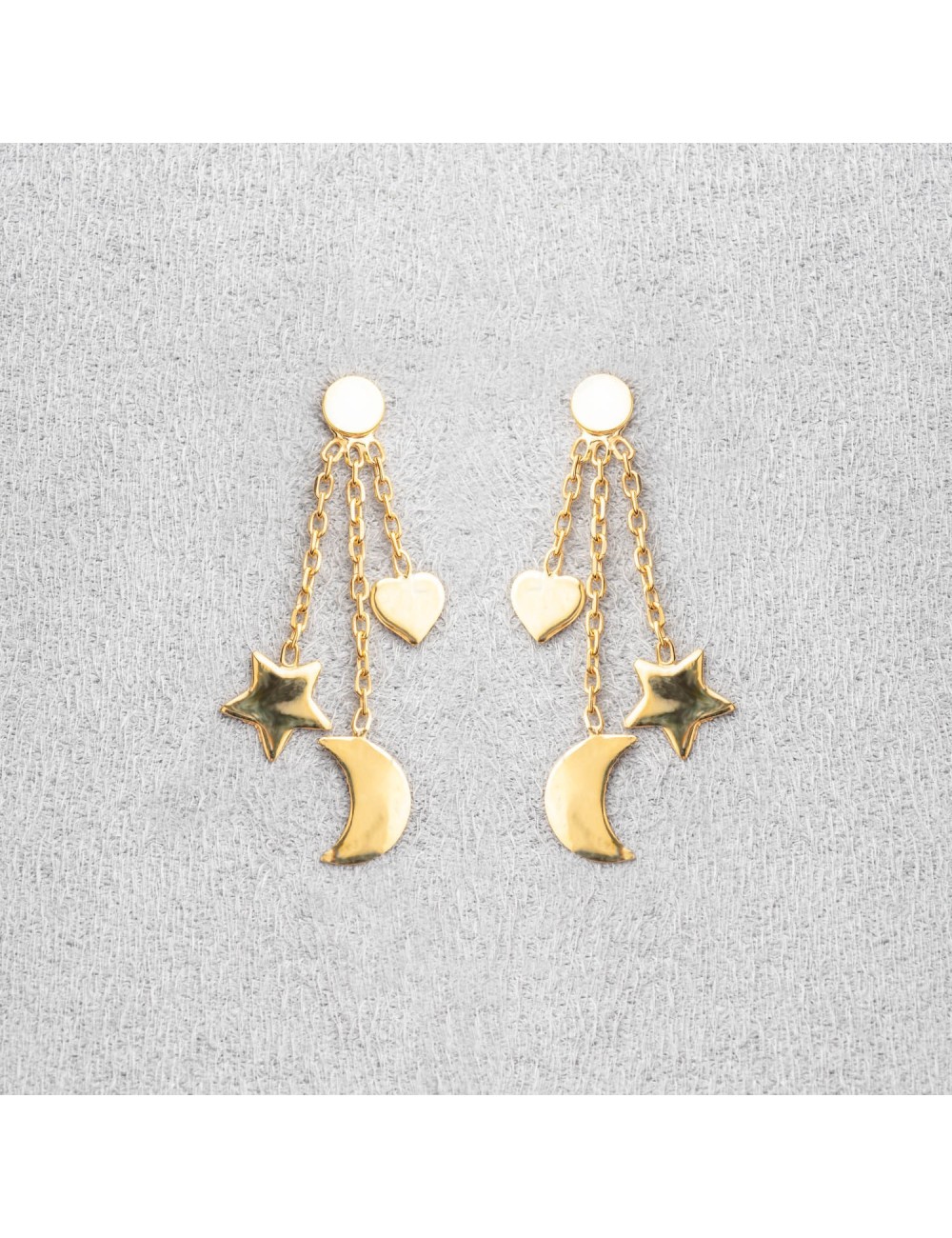 Boucles d'oreilles trio d'Or suspendus - Or Jaune ou Or Blanc 375 millièmes (9 Carats)