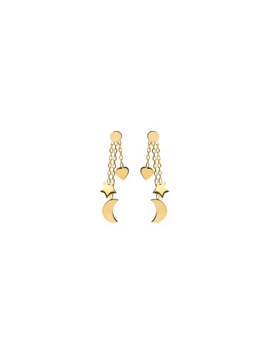Boucles d'oreilles trio d'Or suspendus - Or Jaune ou Or Blanc 375 millièmes (9 Carats)