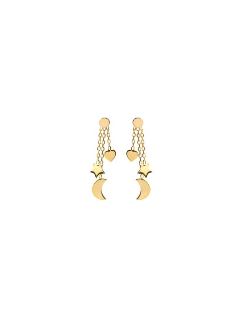 Boucles d'oreilles trio d'Or suspendus - Or Jaune ou Or Blanc 375 millièmes (9 Carats)
