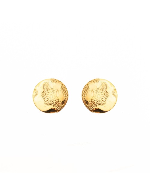 Boucles d'oreilles petit rond grungé - Or Jaune ou Or Blanc 375 millièmes (9 Carats)